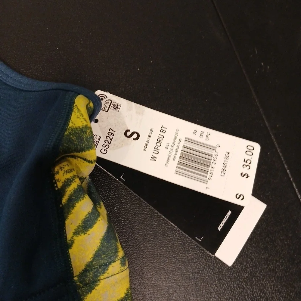Adidas Racerback Sports Bra‎ Primegreen Aeroready Women's Size Small Teal Yellow